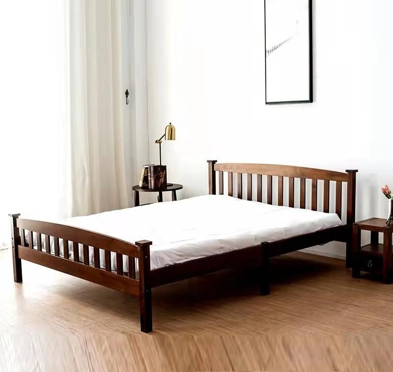 Furniture Modern Simple Double Solid Wood Bedroom Furniture with Headboard