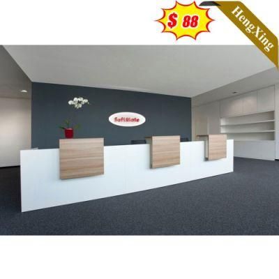 Classic Design White Color Modern Wooden Office Furniture Square Reception Table with Chair