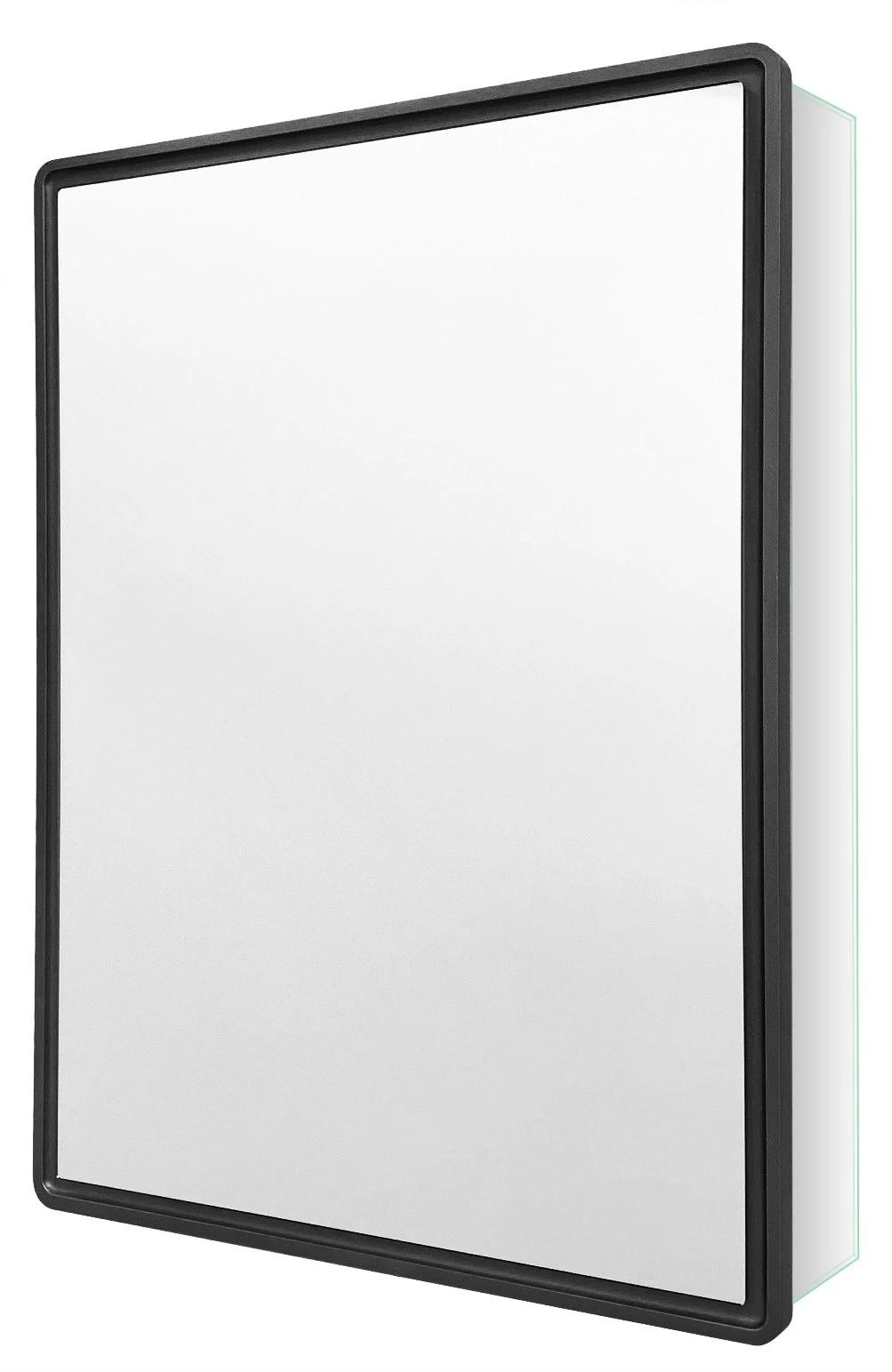 Aluminum Bathroom Medicine Cabinet with Black Frame Single Mirror Door 22 Inch X 30 Inch Recess or Surface Mount, Silver