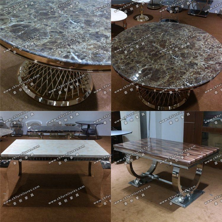 Modern Dining Room Furniture Marble Top Stainless Steel Dining Table Yc-St31