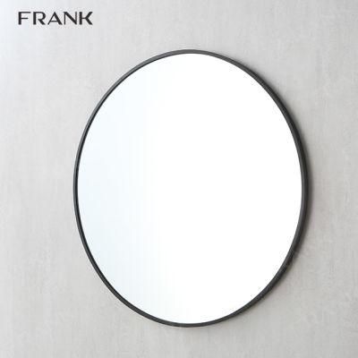 Round Black Frame Bathroom Mirror Custom Light Sensor