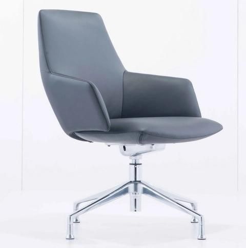 Modern Medium Back Ergonomic Rotary Leather Upholstery Office Stuff Chair