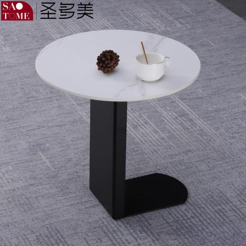 Modern Living Room Furniture Iron Cone Tube Slate/Marble Countertop Coffee Table