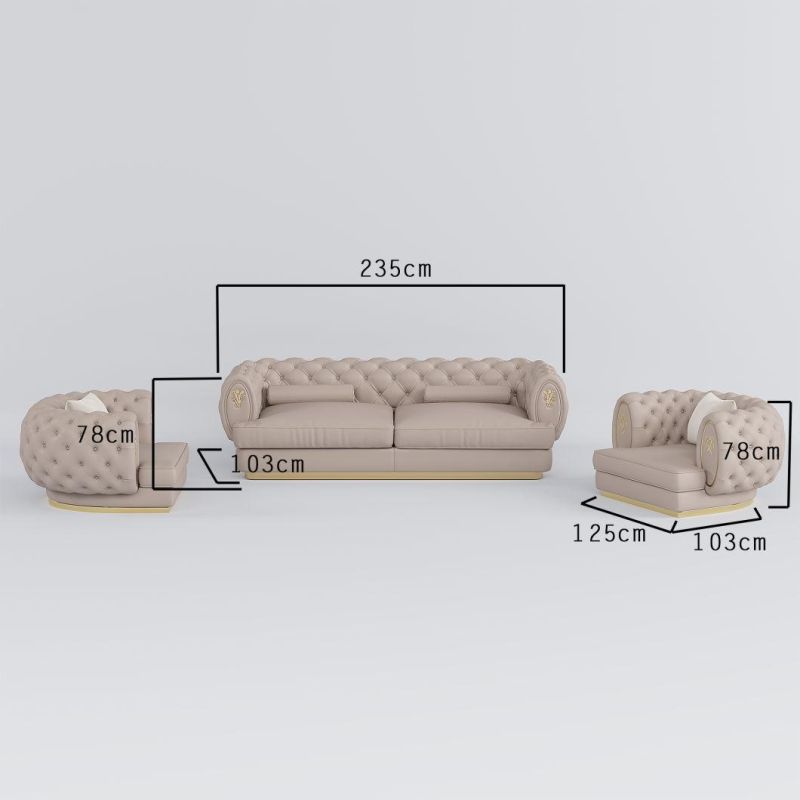 Wholesale High End European Sectional Living Room Sofa Set Modern Italian Leather Floor Sofa with Single Sofa