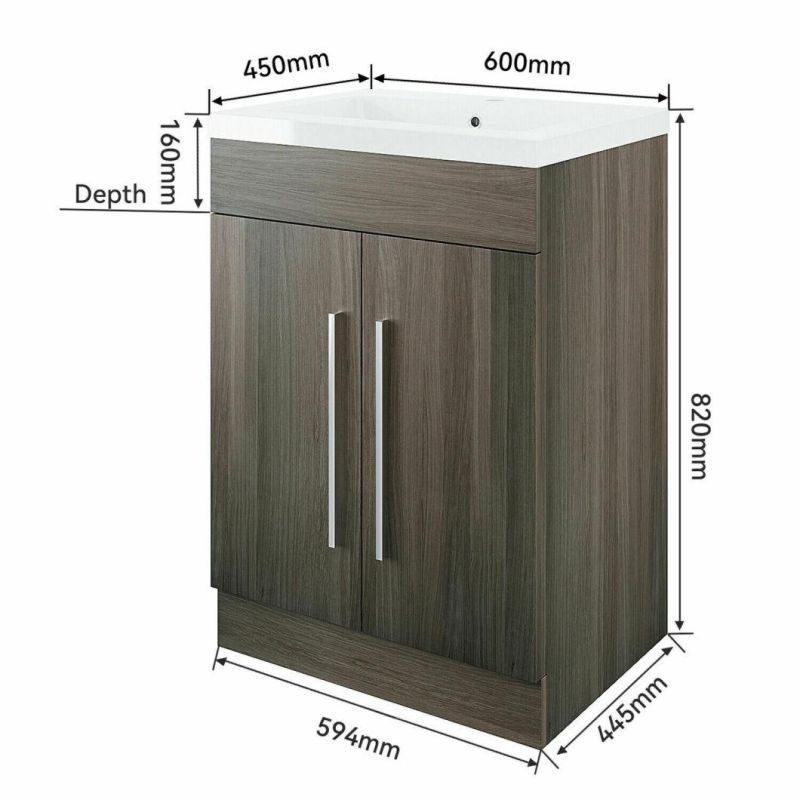 Bathroom Sink Vanity Unit Basin Storage Cabinet Wood Furniture 600mm Furniture