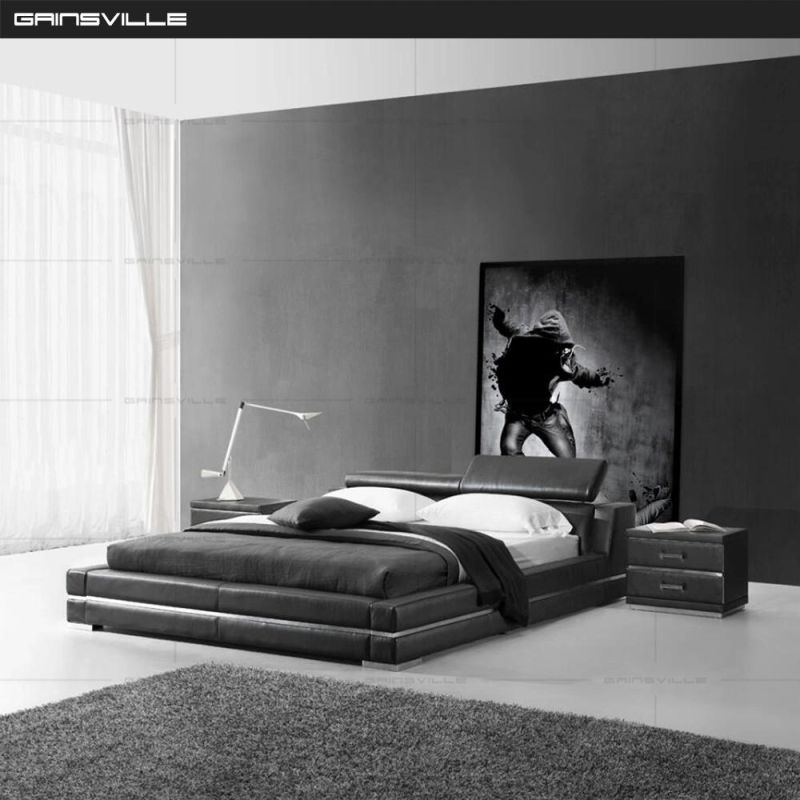 Modern Home Furniture Doubel King Size Leather Bed Wall Bedroom Set in Bedroom Furniture