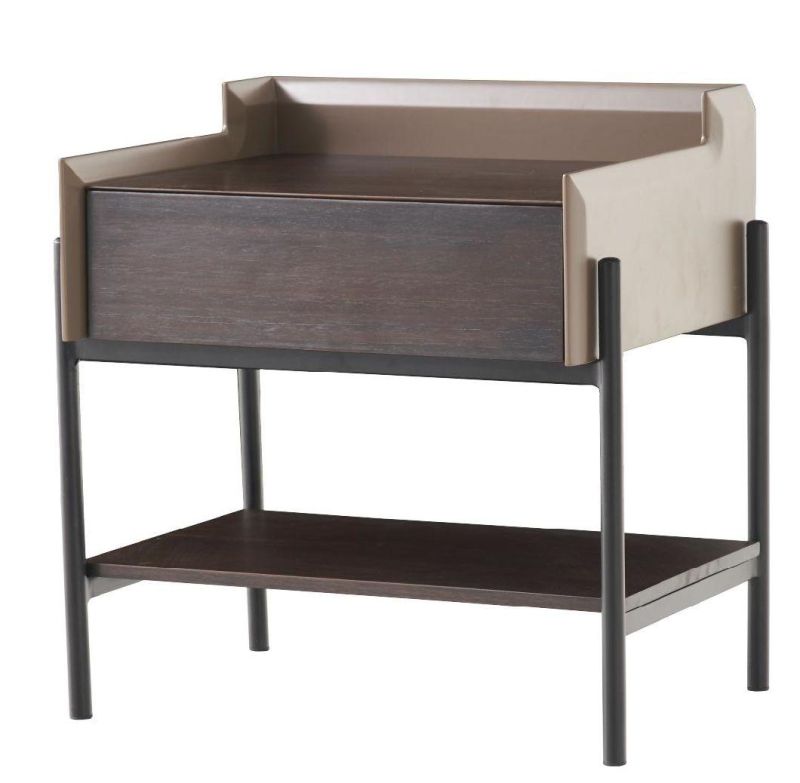 FL37 Night Stand/Eucalyptus Veneer / Steel Base Coating /Italian Modern Furniture in Home and Hotel