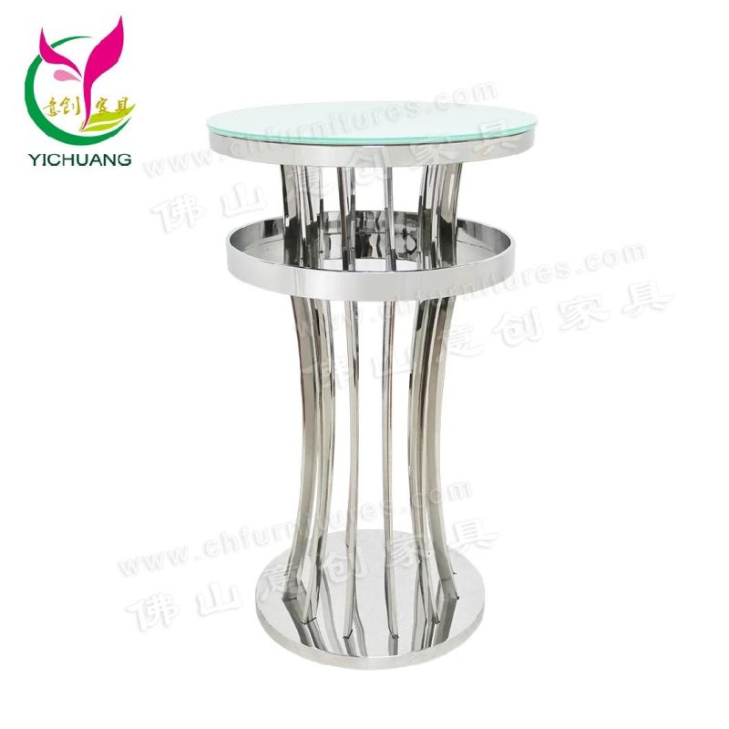 Nightclub Bar Stainless Steel KTV Scattered Table Furniture Tall Round Table