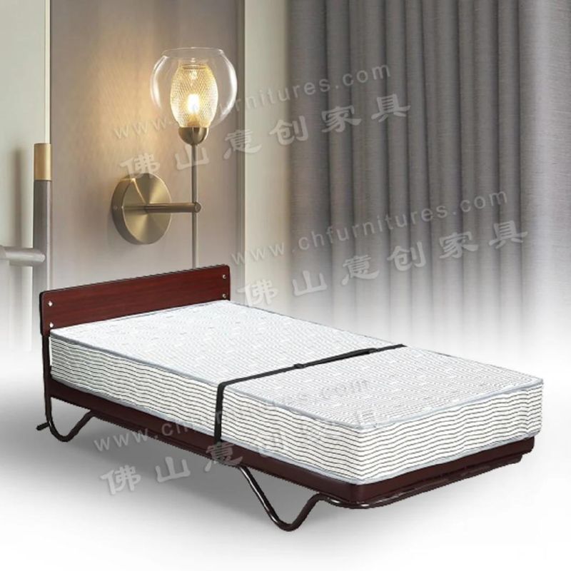 Yc-Eb01 Luxury Spring Standing Extra Bed with Wooden Headboard for Hotel Rooms