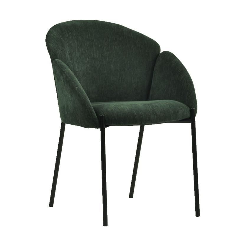 Modern Army Green Ring Back Fabric Armrest Dining Chair