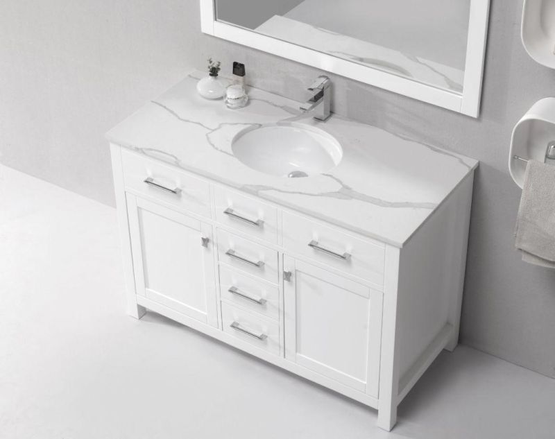 Solid Wood Floor Mounted Bathroom Washing Sink Cabinet