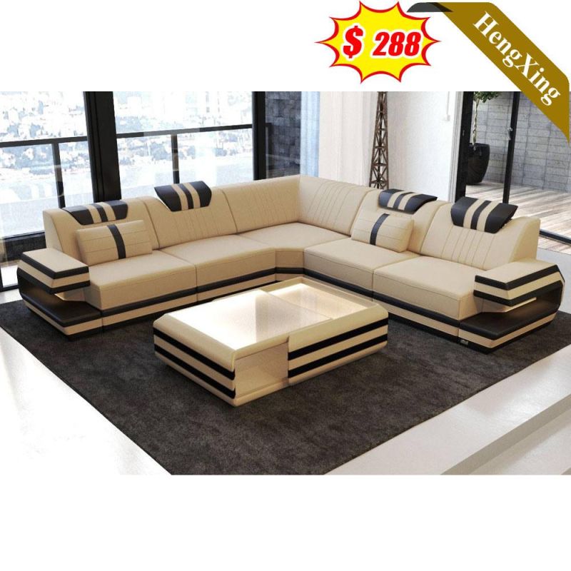 Modern Home Office Living Room Furniture L Shape Sofa Wooden Frame PU Leather Corner Leisure Sofas