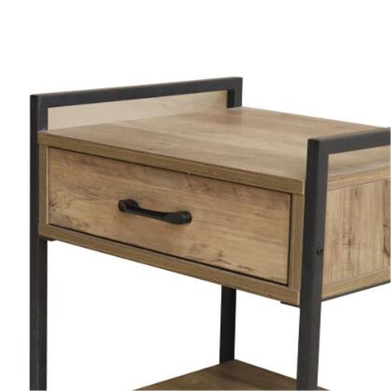 Modern Industrial Retro Style 1 Drawer Metal Nightstand Living Room Furniture