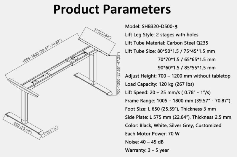 Lower Noise Hot & Weight Protection Home Standing Desk Sit Stand up Desk