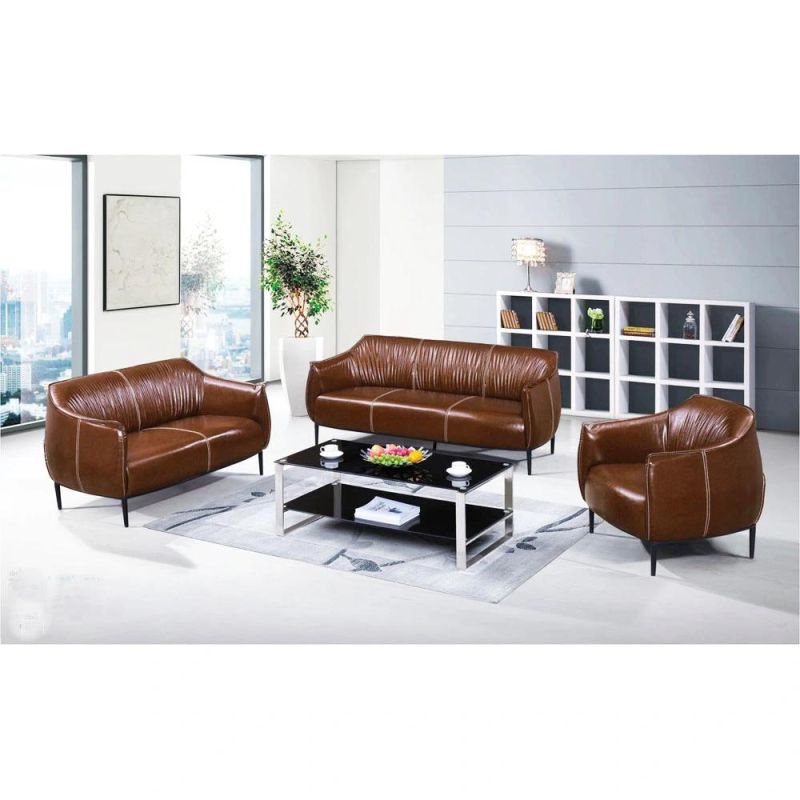 Sz-Sf823 Modern Office Black Leather High Density Sponge Sofa Set