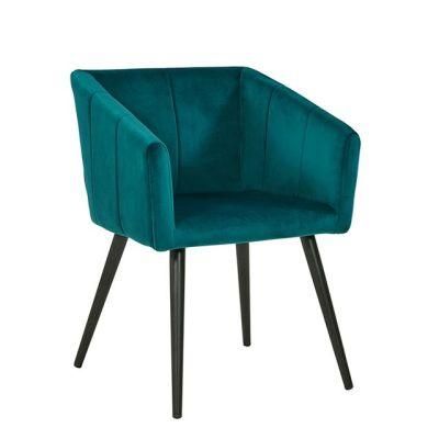 Modern Living Room Sofa Velvet Fabric Office Bar Outdoor Dining Chair with Steel Furniture