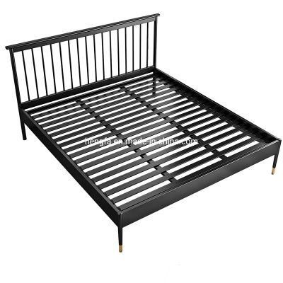 Factory New Design Bedroom Furniture Golden Plated Legs Iron Double Bed