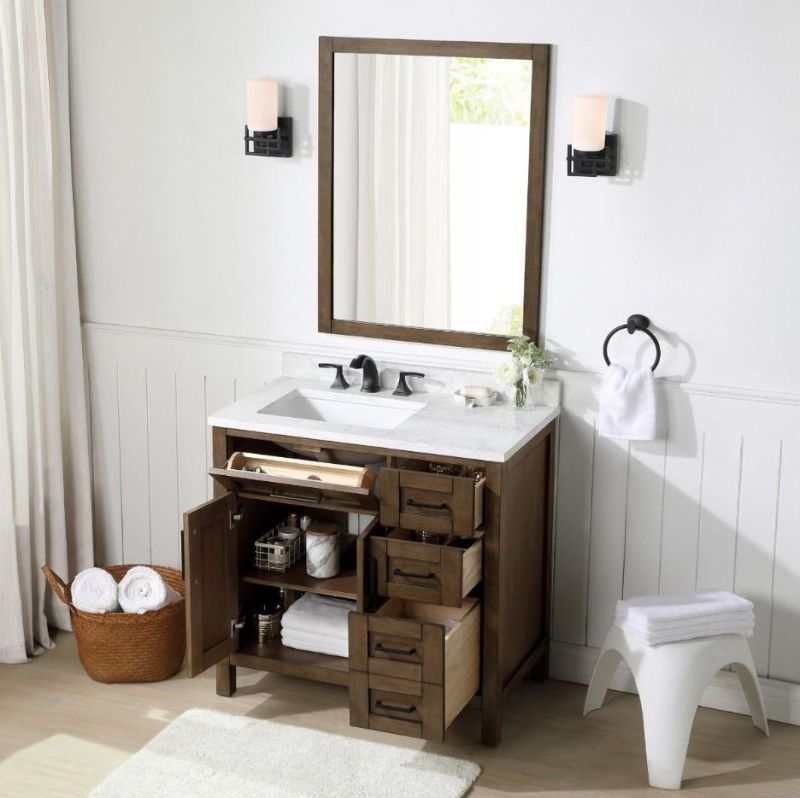 Simple Design, High Quality Solid Wood Storage Bathroom Cabinet