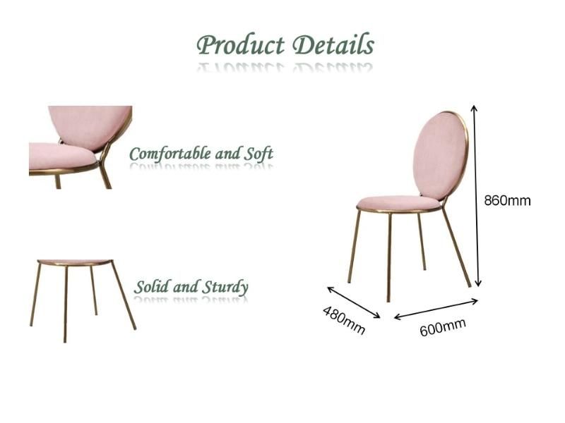 Wholesale Hotel Banquet Furniture Stainless Steel Chrome Plated Wedding Round Back Chair Golden Dessert Shop Chair