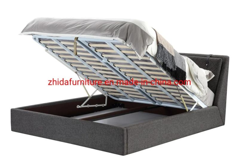 Modern Furniture Hotel Storage Space Bedroom Leather King Size Bed