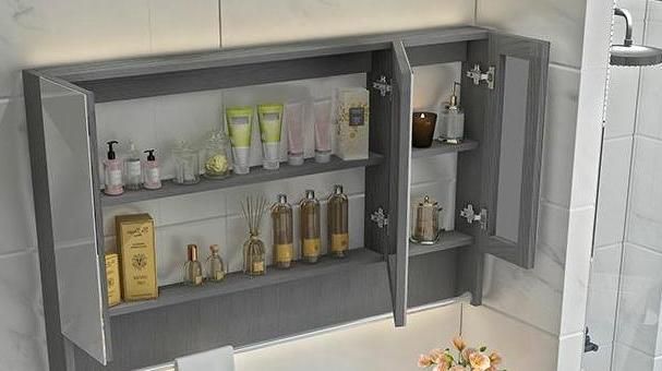 Modern Bathroom Cabinet Vanity with Half Mirror Cabinet, Floor Mounted