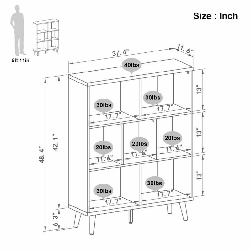 Bookshelf Modern Bookcase 7 Cube Storage