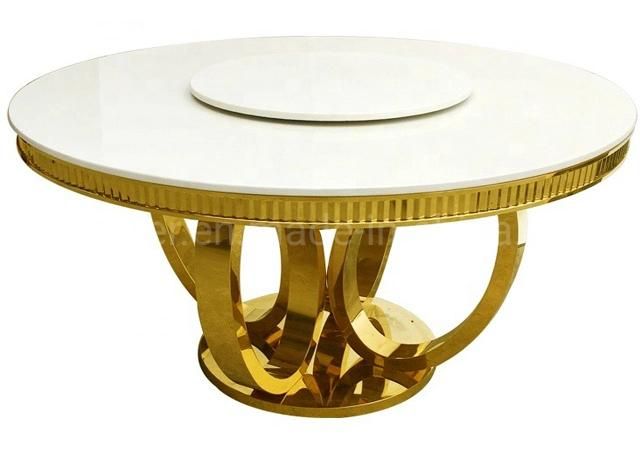 Modern Round Marble Gold Base Dining Table Made Of Stainless Steel