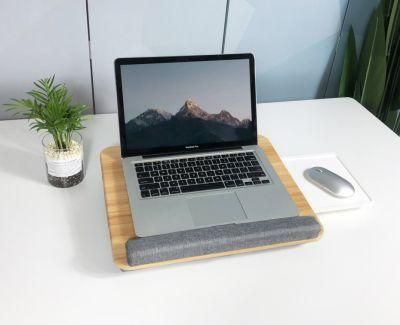 Lap Desk with Phone Holder and Device Ledge Fits up to 15.6 Inch Laptops 100% Bamboo Surface Laptop Table Portable Laptop Stand