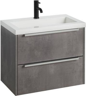 Slimline Set Square 2 Drawers 60cm Concrete Gray Bathroom Furniture