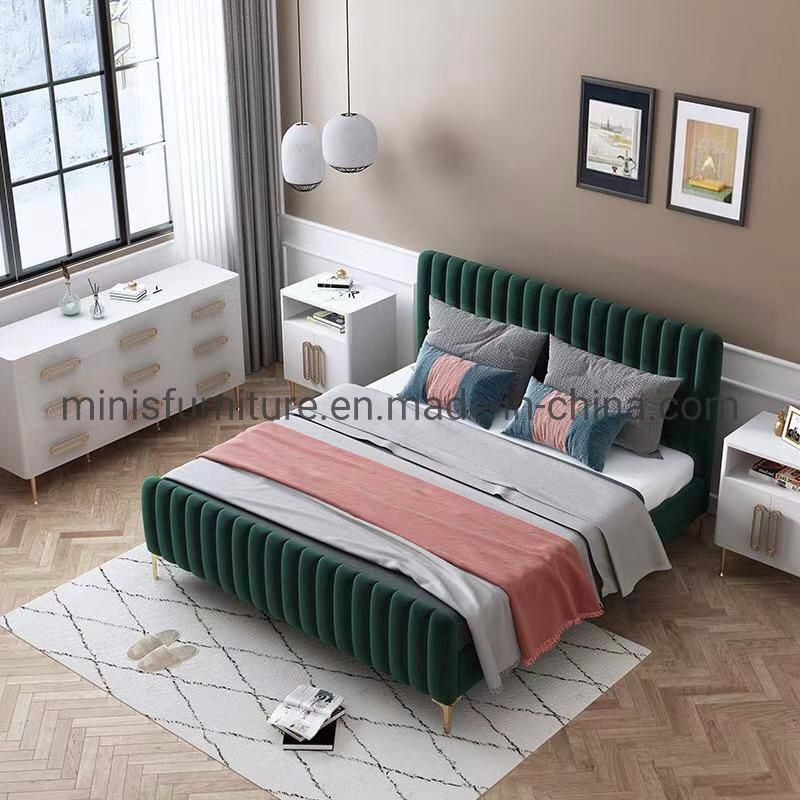 (MN-MB64) Modern Home/Hotel Fabric Double Bed with Gold Feet for Bedroom Furniture