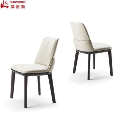 Light and Luxury Solid Wood PU Leather Dining Chair for Living Room