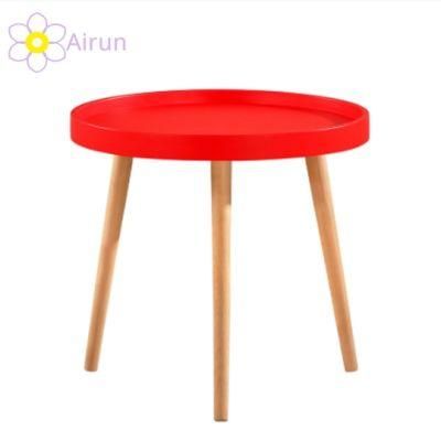 Wholesale Modern Custom Plastic Top Wooden Legs Coffee Table