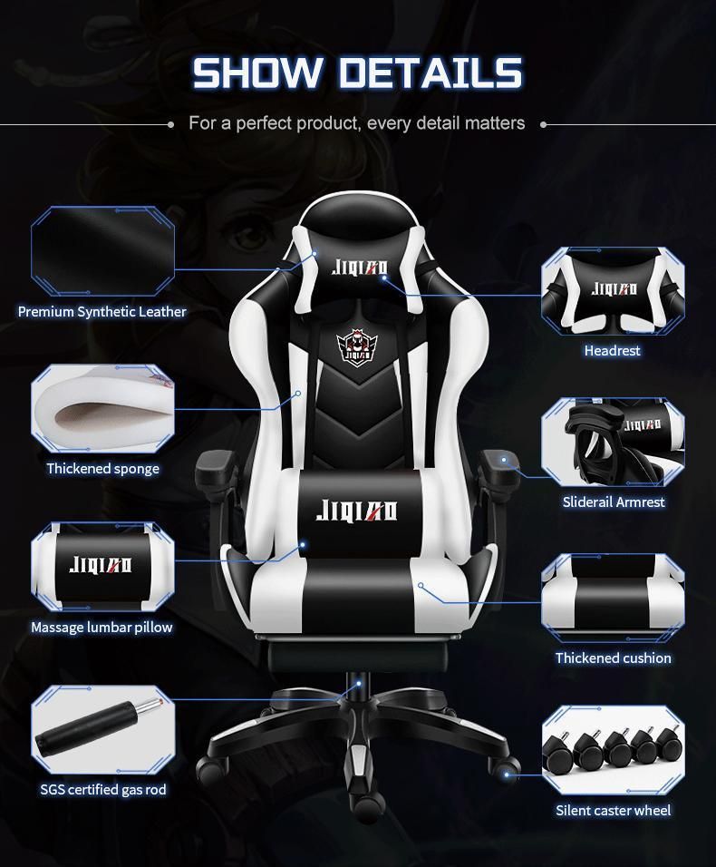 Hot Factory Ergonomic RGB LED Racing Style Silla Gamer PU Leather Computer Gaming Chair