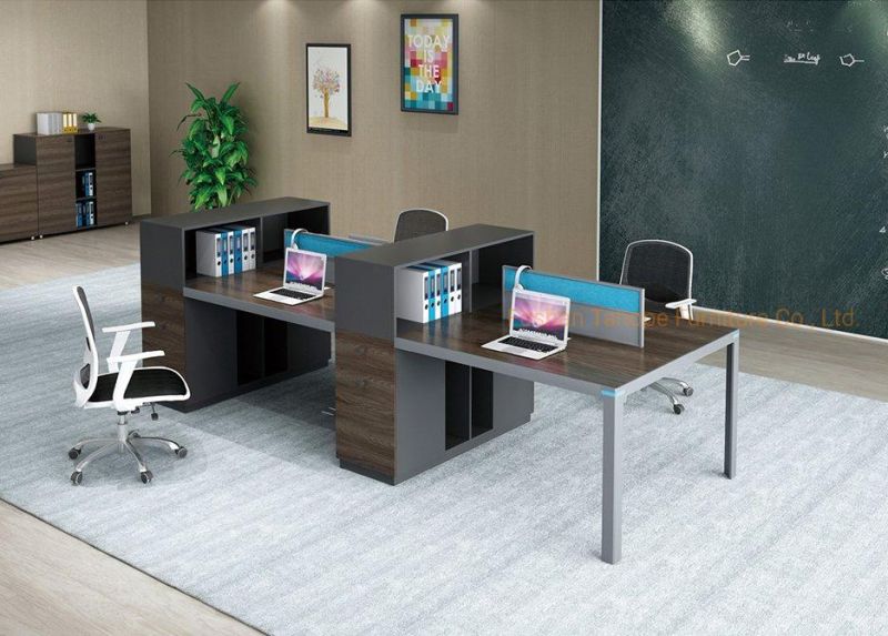 Modern Office Partition Furniture Wooden Melamine 4 Seats Workstation