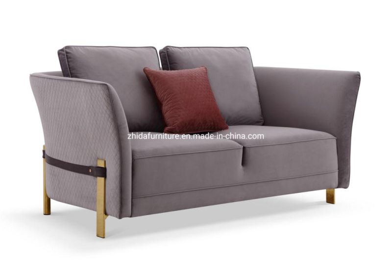 Luxury Modern Design 1+2+3 Golden Metal Leg Sofa Set