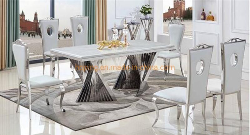 Modern Rectangle Table Contemporary Marble Top Dining Table with Gold Iron Legs