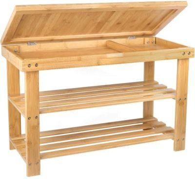 Rack Storage Bench Bamboo Organizer Entryway Organizing Shelf with Storage Drawer on Top