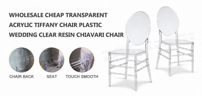 Yc-P21-01 Wholesale Cheap Transparent Acrylic Tiffany Chair Plastic Wedding Clear Resin Chiavari Chair