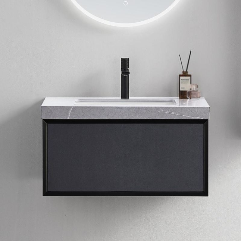 Contemporary Freestanding Bathroom Vanity Stone Top with Counter Sink & Drawer