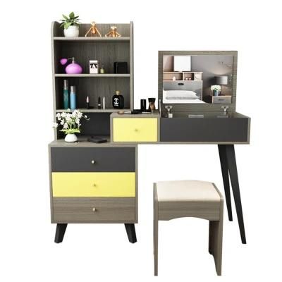 Nordic Dressing Table and Stool Combination Simple Modern Bedroom Small Apartment Dressing Table Plate Table 0003