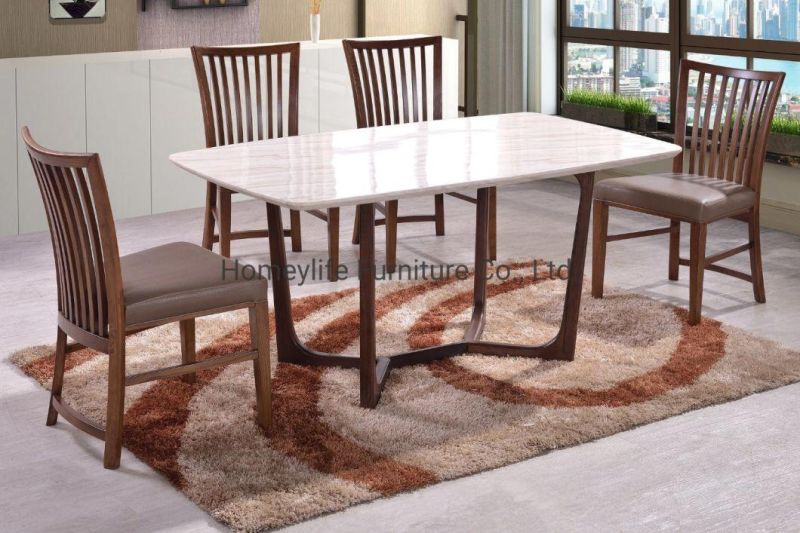 Mininalist Marble Top Ash Wood Base Restaurant Dining Table Furniture