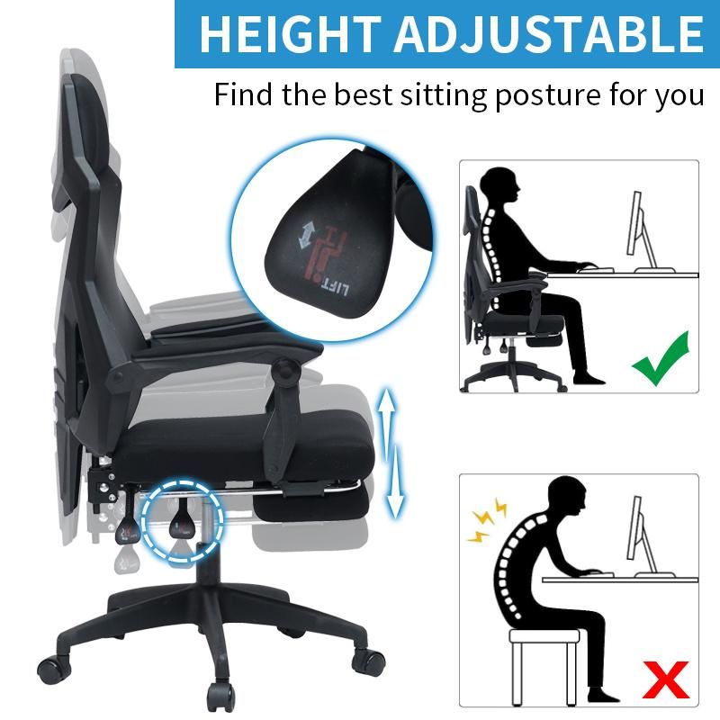 Computer Swivel High Back Leather Decoration Mesh Fabric Executive Office Chair with Footpad