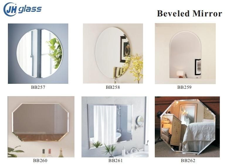 Oval Shape Bathroom Beveled Mirror with Safety Back