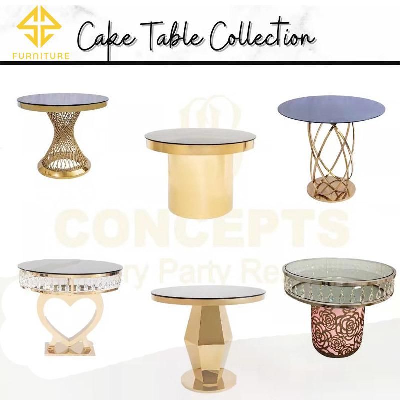 Modern Wedding Furniture Gold Design Stainless Steel Round Cake Table