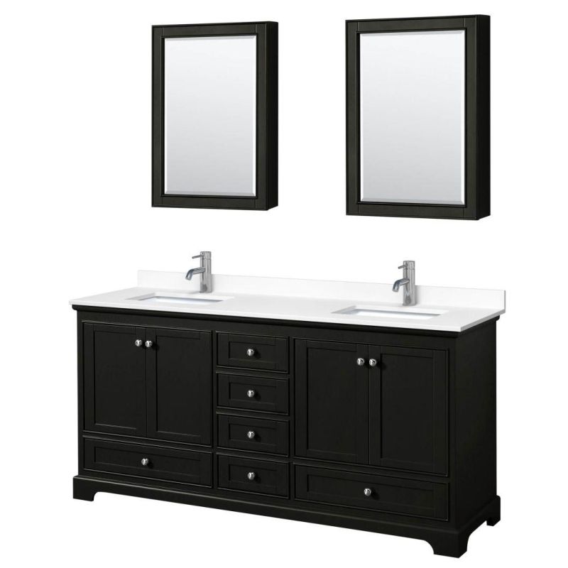 72" Double Bathroom Vanity in Dark Espresso