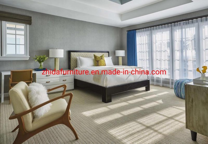 Hotel Furniture Manufacturer Custom American Style Apartment Guestroom Living Room Bedroom Furniture Villa Wooden King Size Bed