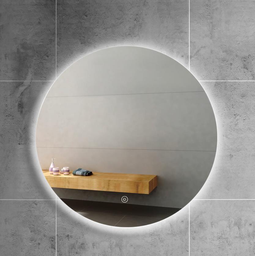 Round Wall Mounted Smart Illuminated LED Bathroom Mirror with Dimmer