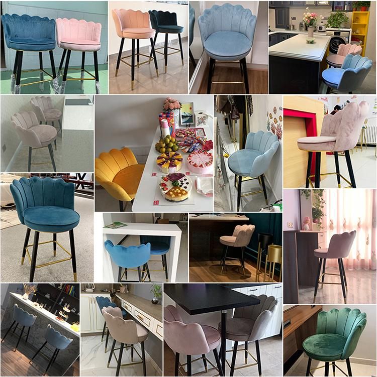 Modern Light Luxury Bar Home High Stools Tufted Backrest Bar Stools