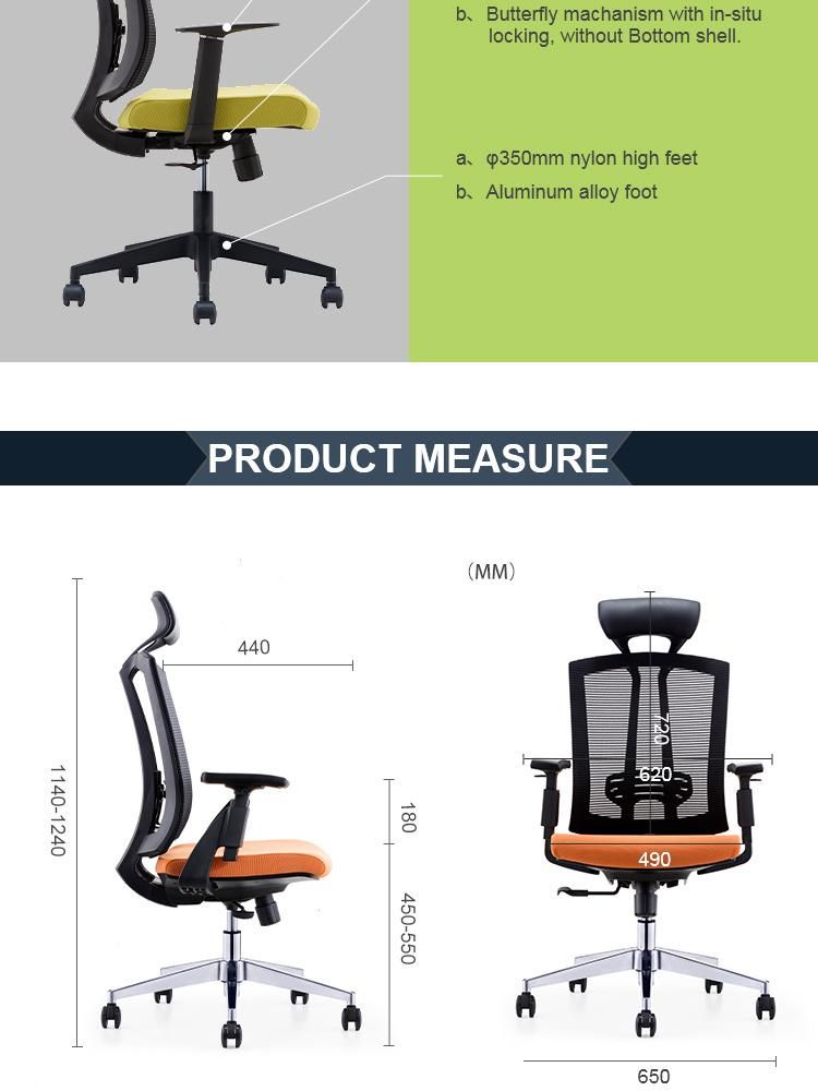 Top Quality PP Materials Modern Comfortable MID-Back Mesh Adjustable Office Chair with Headrest