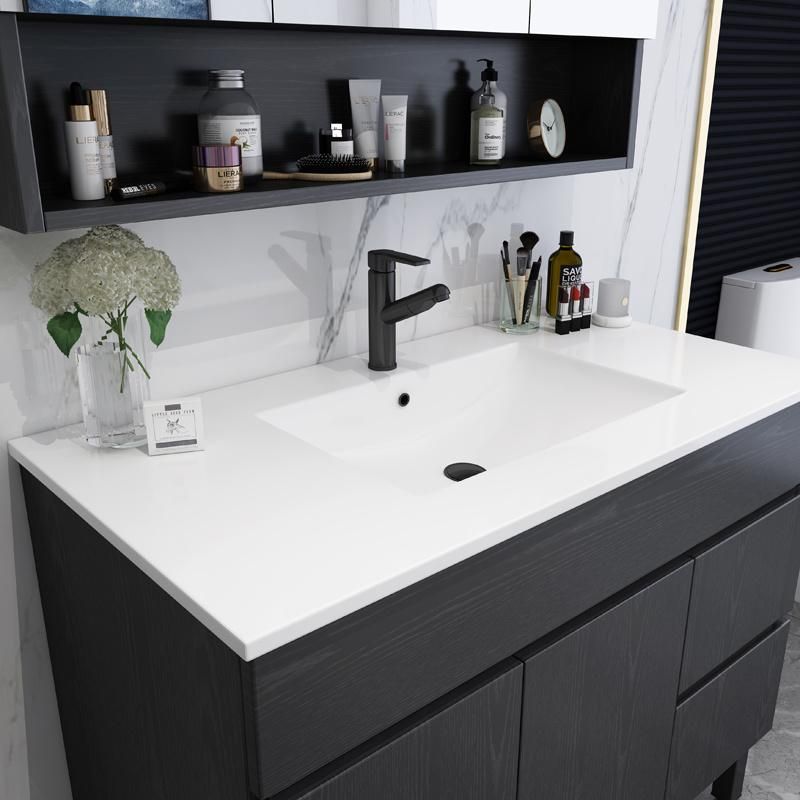 Modern Bathroom Cabinet Vanity Plywood, Half Mirror Cabinet, Floor Mounted